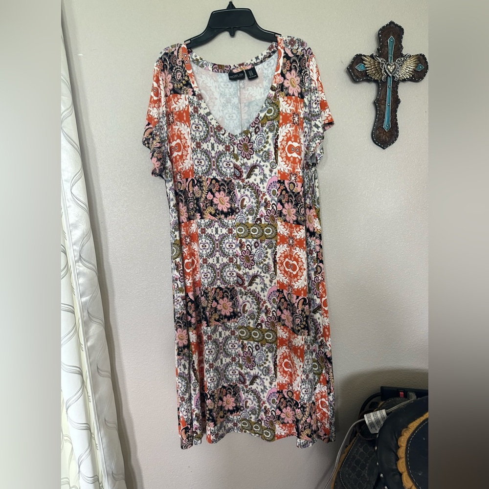 Rachel Zoe women mini dress paisley casual pull on stretchy size 1xl